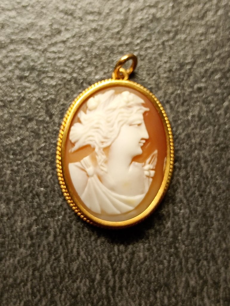 14 karaat gouden Camee hanger, Ophalen of Verzenden, Zo goed als nieuw, Goud, Goud