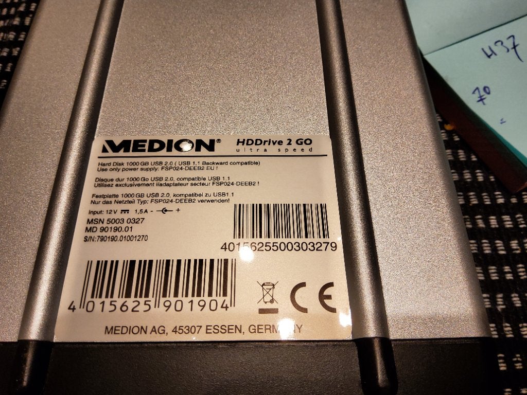 Medion HD Drive 2 Go 1000 GB, extern geheugen, HDD, Medion, Ophalen of Verzenden, Zo goed als nieuw