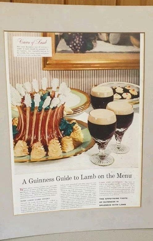 Retro Reclame Poster Lamb Guinness Menu advertentie Folder, Ophalen of Verzenden, Gebruikt, Reclamebord, Plaat of Schild, Overige merken
