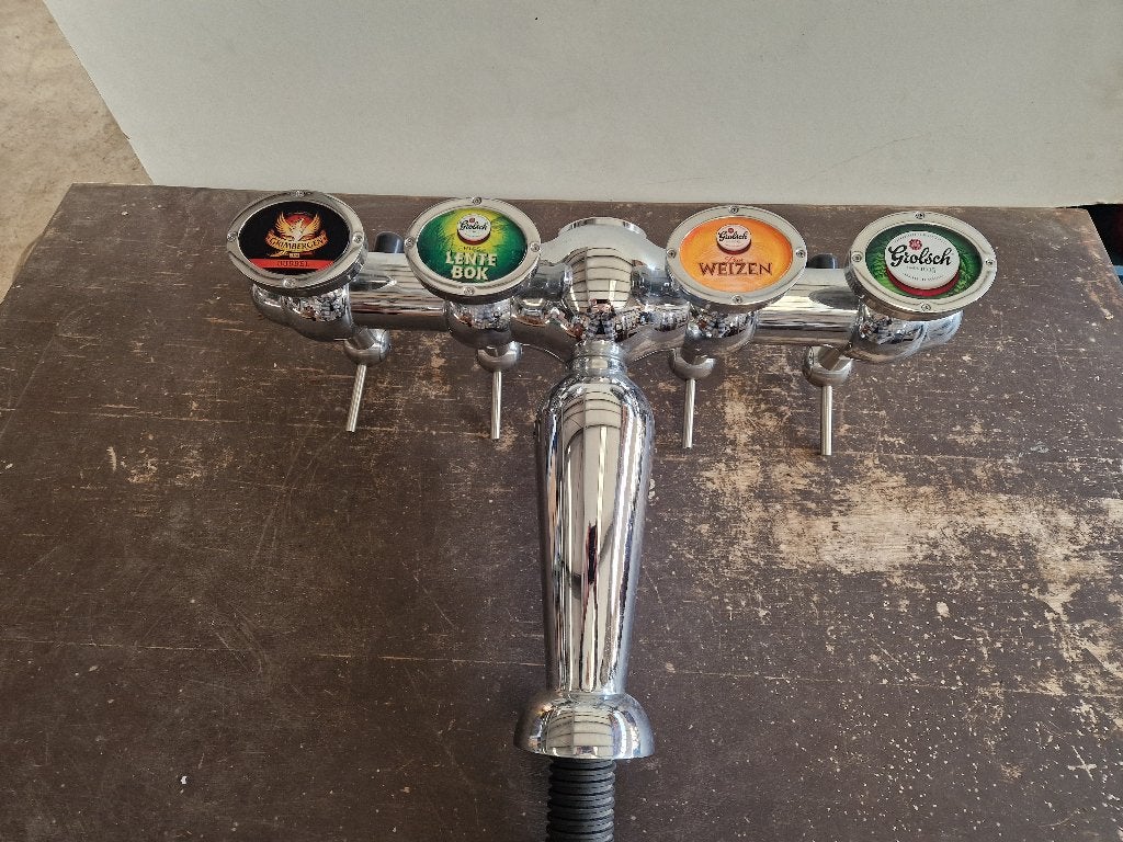 Chromen biertap tapzuil 4 kranen zeer goede staat, Witgoed en Apparatuur, Thuistaps, Ophalen, Zo goed als nieuw, Overige merken