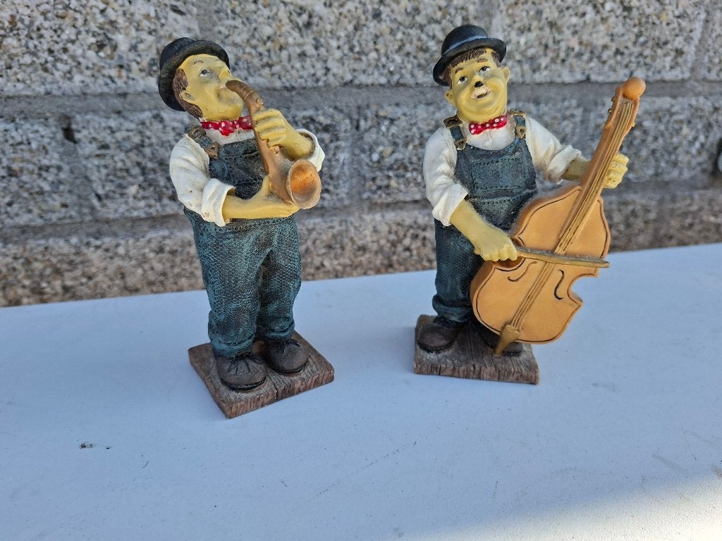 set van 2 beelden laurel en hardy figuren, Verzamelen, Beelden en Beeldjes, Ophalen of Verzenden, Zo goed als nieuw, Mens
