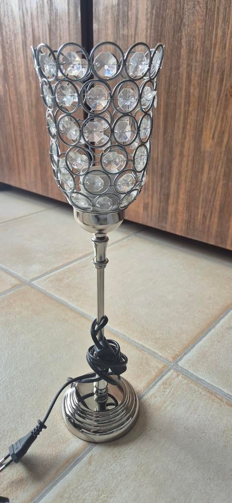 Decoratieve kristallen tafellamp - 44 cm hoog, Ophalen, Zo goed als nieuw, Modern, Glamour, Elegant