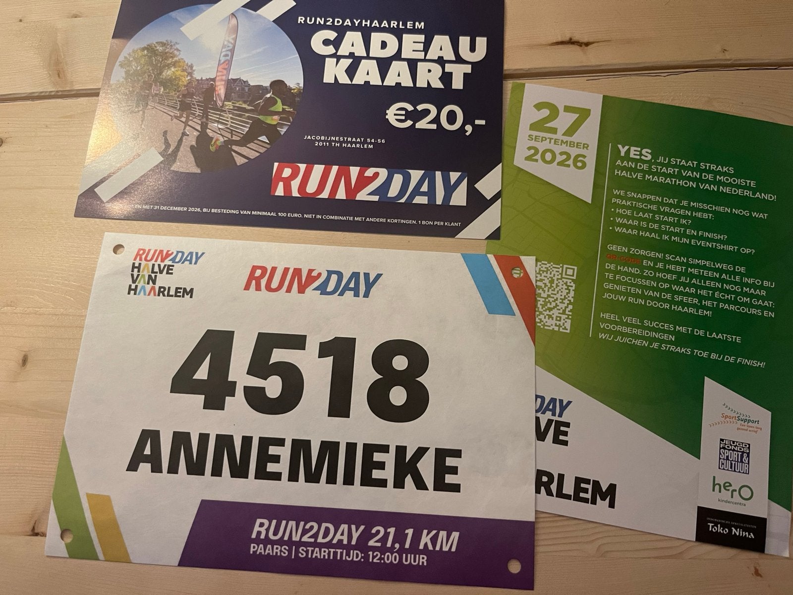 Startbewijs halve marathon van Haarlem op 27 september 2026, Eén persoon, September