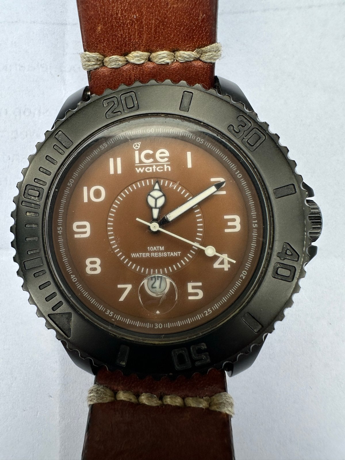 Ice Watch Polshorloge - Bruin met leren band, Sieraden, Tassen en Uiterlijk, Horloges | Heren, Staal, Polshorloge, Ophalen, Overige merken