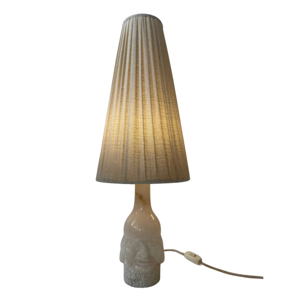 Tafellamp met Albasten Voet en Stoffen Kap "Face", Huis en Inrichting, Lampen | Tafellampen, Beige, Overige typen, Overige merken