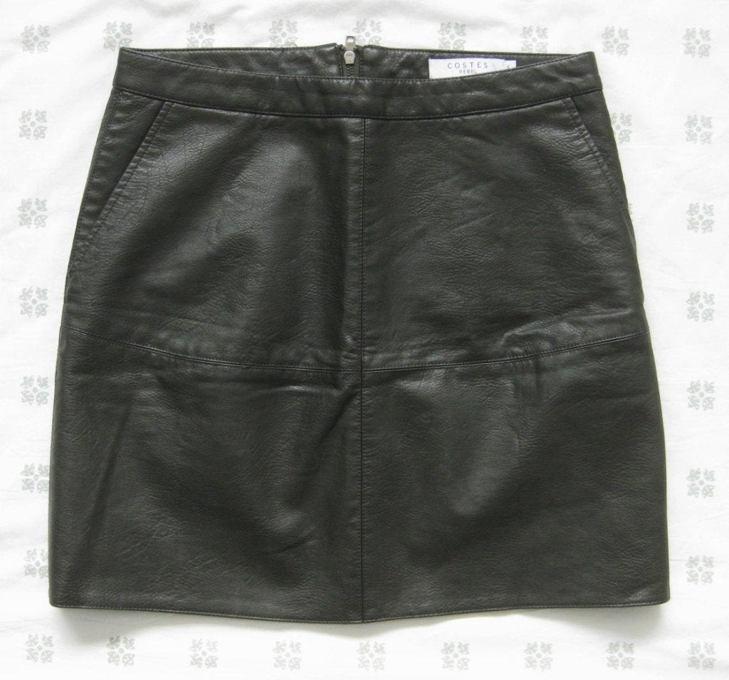 Costes rebel rok, donkergroen, faux leather, maat S, Ophalen of Verzenden, Zo goed als nieuw, Costes, Maat 36 (S)