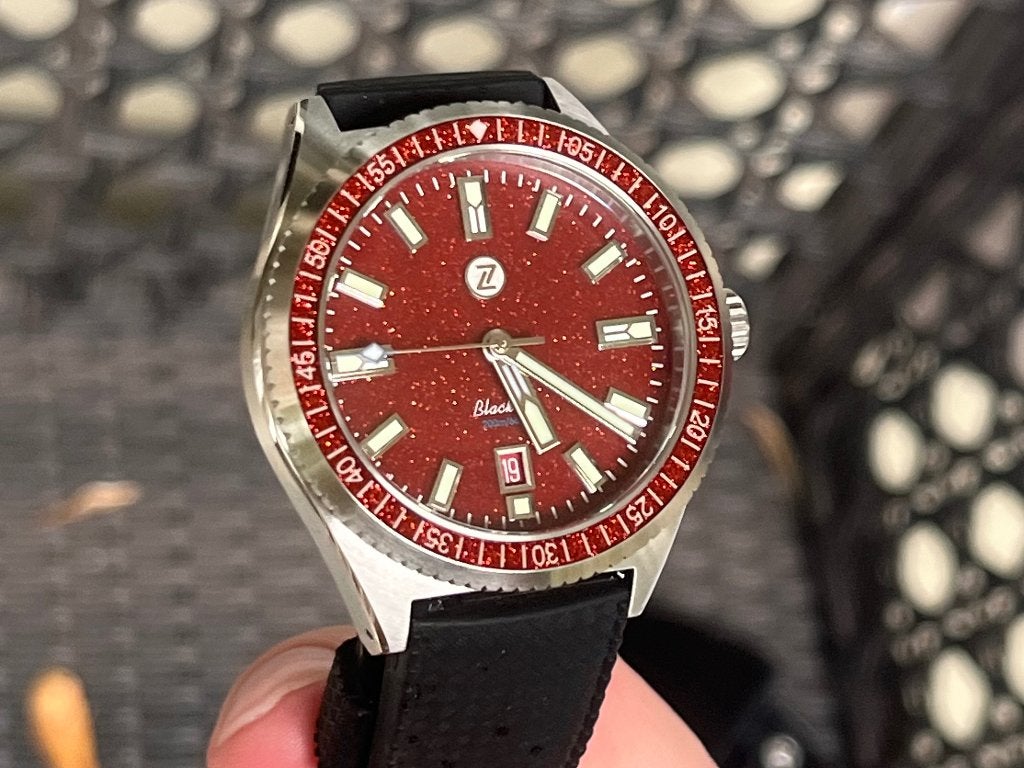 Zelos Helmsman Blacktip Red Aventurine, Overige merken, Staal, Polshorloge, Kunststof