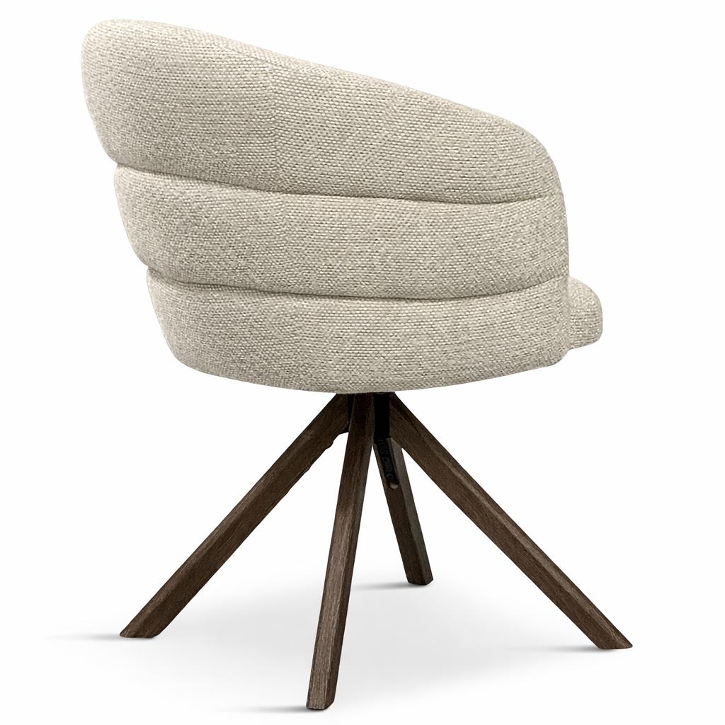 Japandi stoel met bruin eiken poot draaibaar!, Huis en Inrichting, Stoelen, Japandi, Overige kleuren, Nieuw, Ophalen of Verzenden