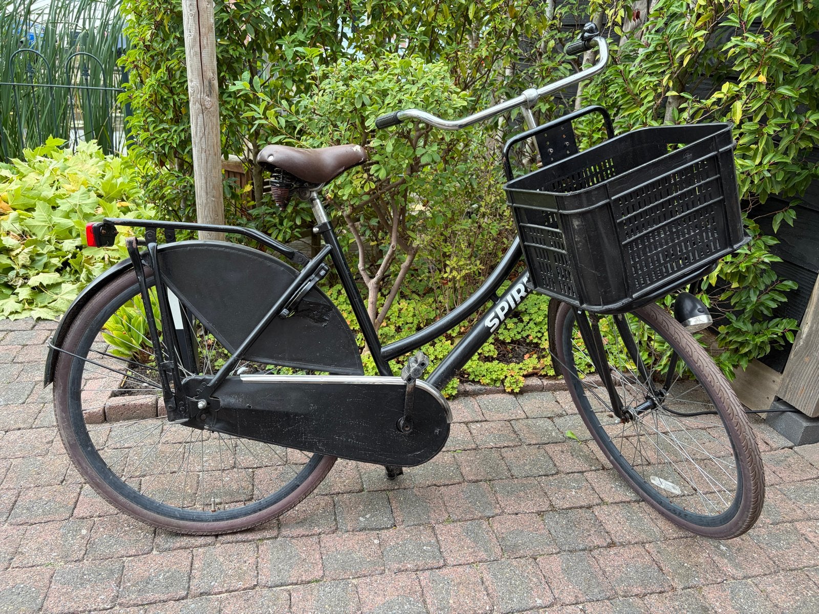Spirit damesfiets met voordrager en mand, Fietsen en Brommers, Terugtraprem, Gebruikt, 50 tot 53 cm, Ophalen