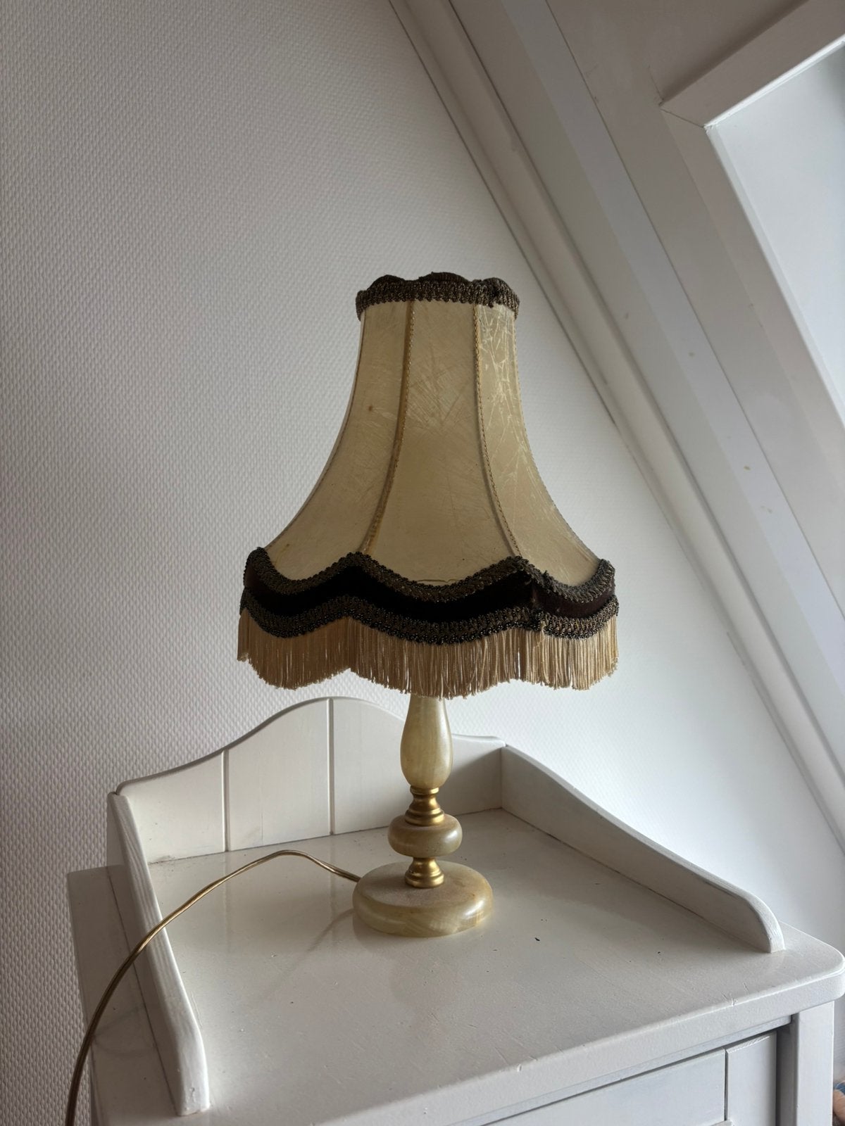 Klassieke vintage onyx lamp – Hollywood Regency, Ophalen, Met schakelaar, Vintage, Zo goed als nieuw