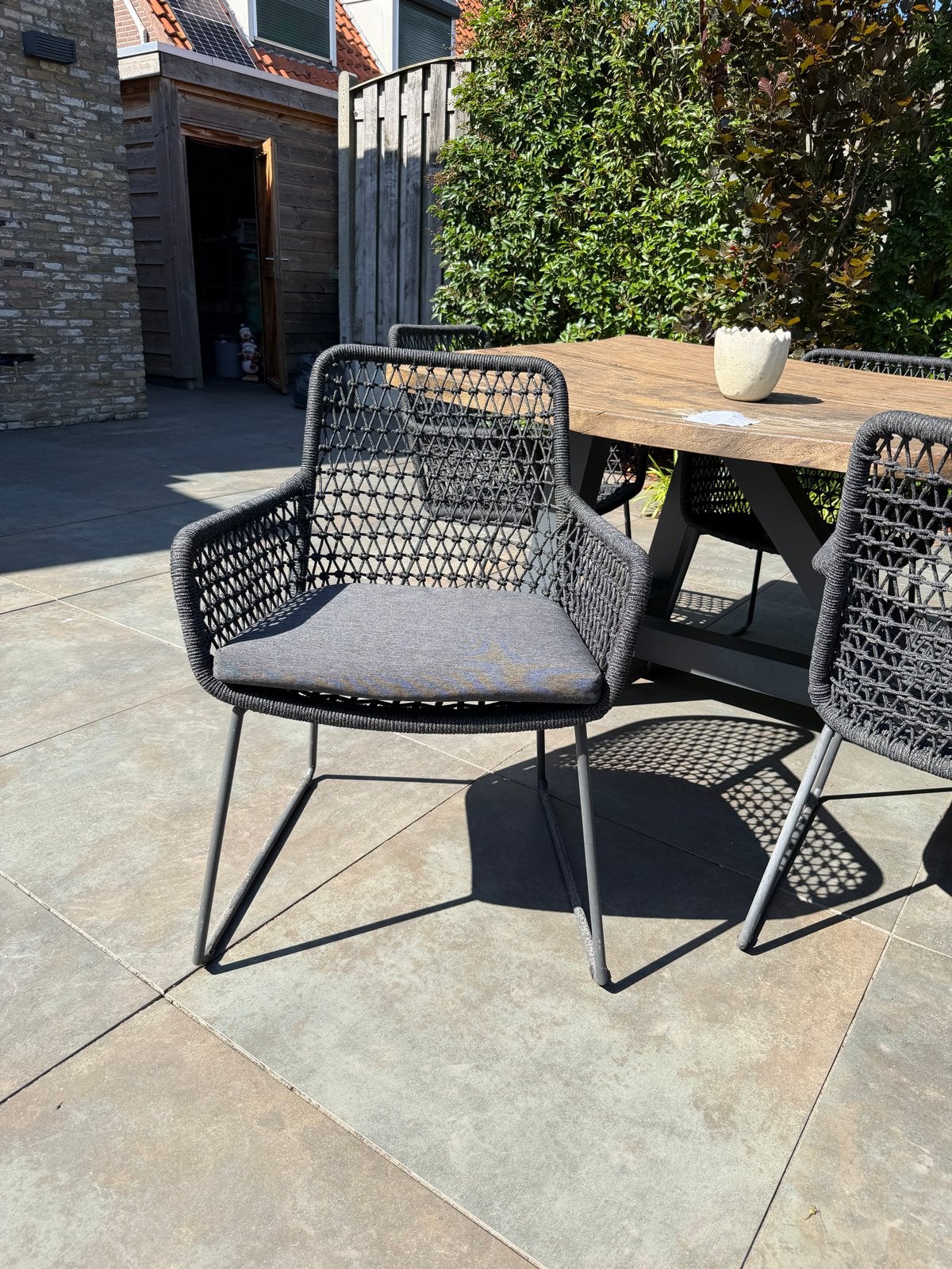 10 Stijlvolle donker grijze tuinstoelen van 4 seasons, Ophalen, Gebruikt, Metaal