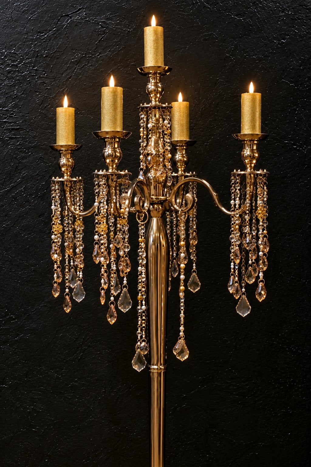 Exclusieve vloerkandelaar 140cm. Unieke kandelaar goud VdlM, Huis en Inrichting, Ophalen, Nieuw, Glas, Kandelaar