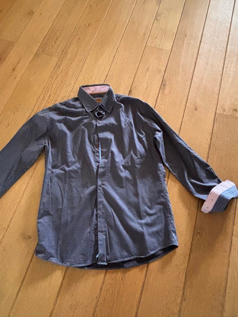 WAM DENIM Heren overhemd - Maat XL - Grijs, Kleding | Heren, Overhemden, Ophalen of Verzenden, Zo goed als nieuw, Grijs, Halswijdte 43/44 (XL)