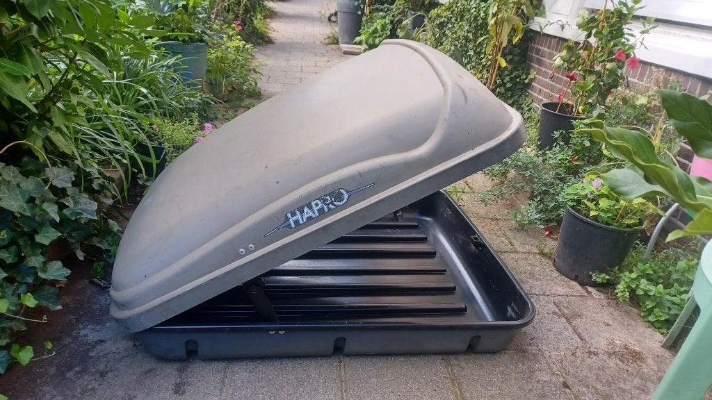 Harpo dakkoffer en 2 stevige Thule aluminium dakdragers, Ophalen, Zo goed als nieuw