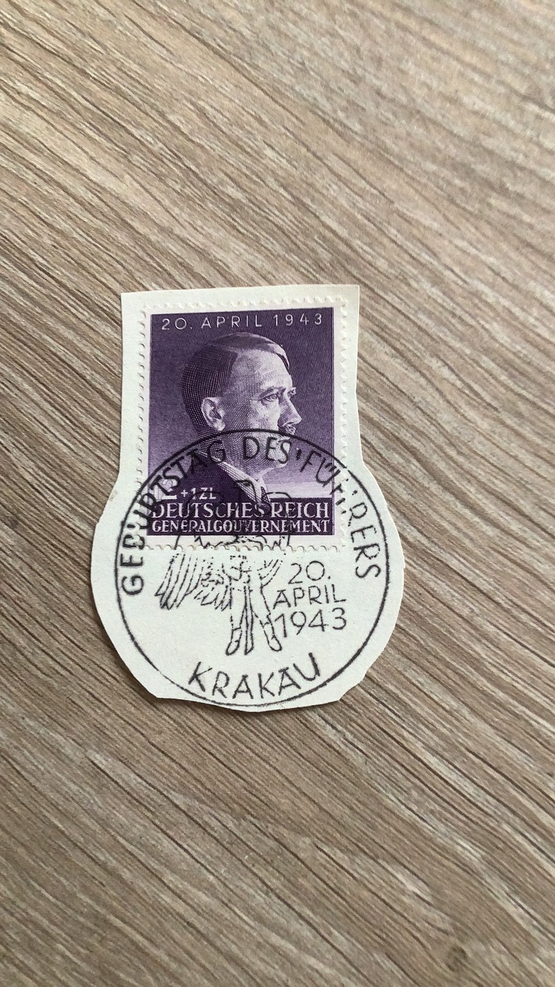 Postzegel Duitse Rijk Hitler geboortedag 2 April 1943, Ophalen of Verzenden, Duitse Keizerrijk, Gestempeld