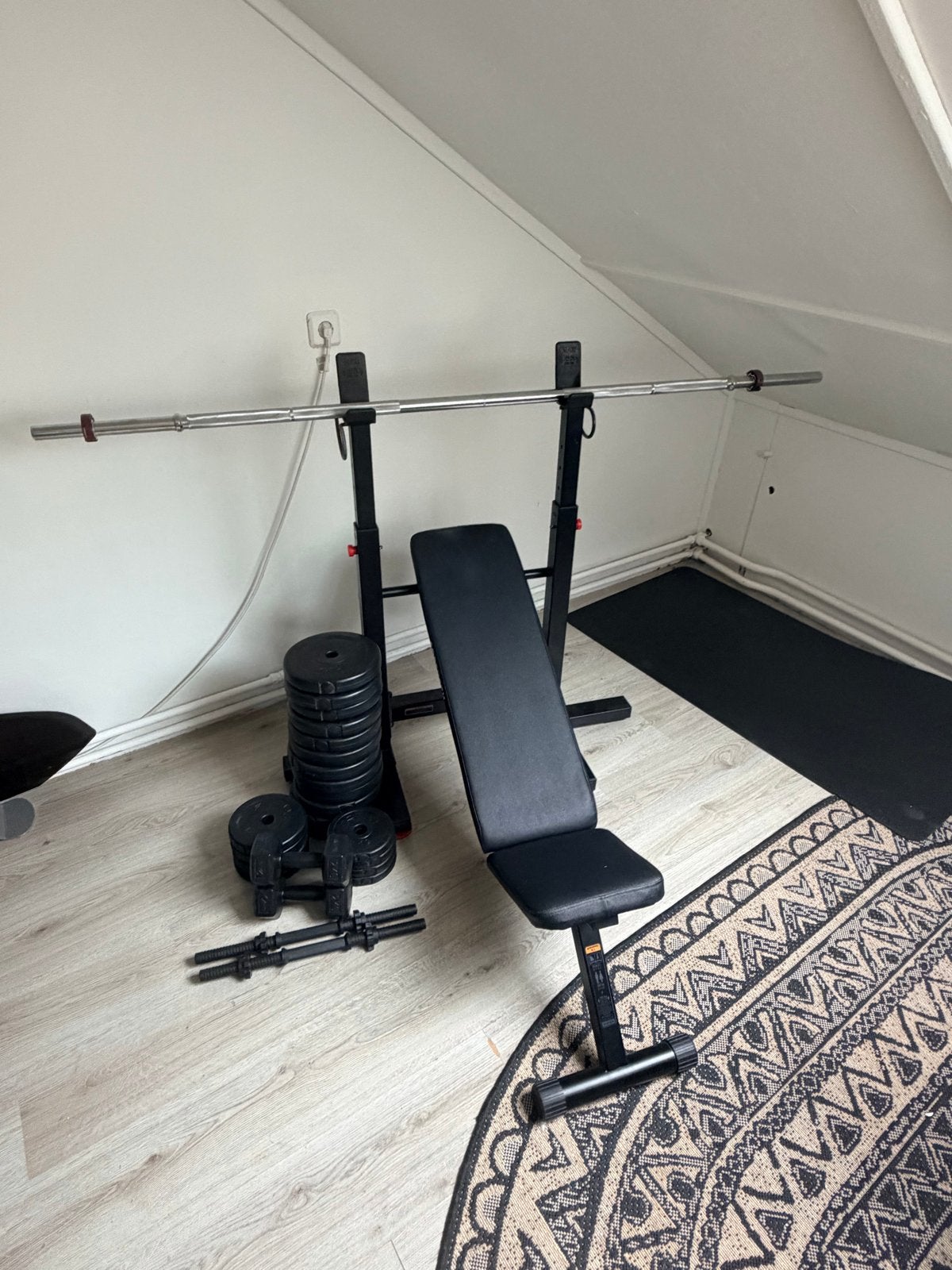 Corength Krachttrainingsset / complete Bankdrukset 43KG, Sport en Fitness, Ophalen, Zo goed als nieuw, Armen, Halterset