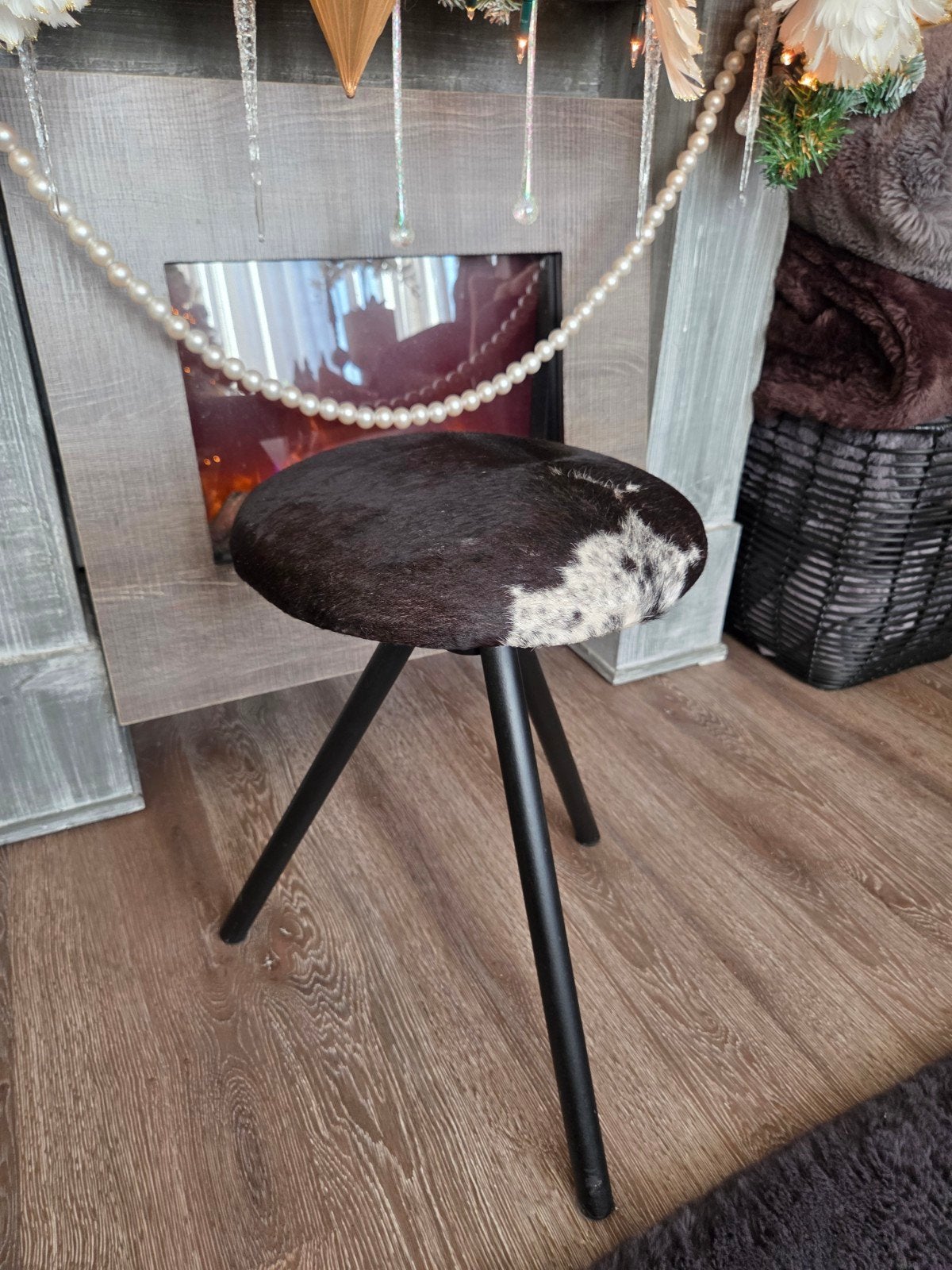 Uniek krukje van koeienhuid - Zwartbruin/Wit, Ophalen of Verzenden, Zo goed als nieuw, Overige materialen