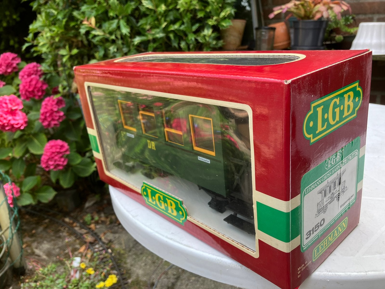 Lgb 3150 DR personenrijtuig met metalen SPAAKWIELEN en ovp, Gelijkstroom, Wagon, Ophalen of Verzenden, Zo goed als nieuw
