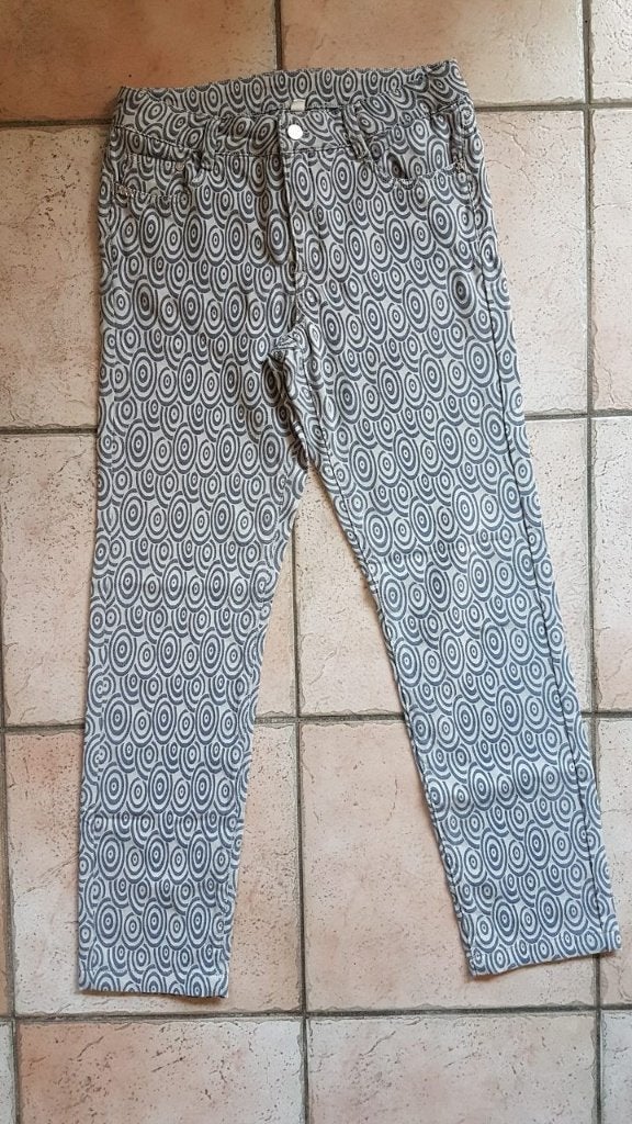 NickJean grijs met witte rondjes broek maat 38 print dessin, Maat 38/40 (M), Ophalen of Verzenden, Zo goed als nieuw, Nickjean