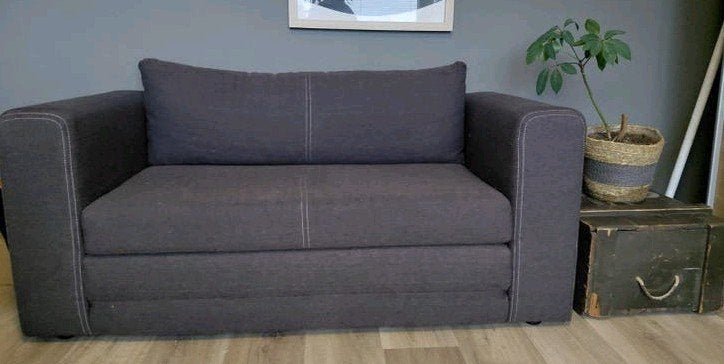 ikea slaapbank grijs, Ophalen, Tweepersoons, 140 cm, Zo goed als nieuw