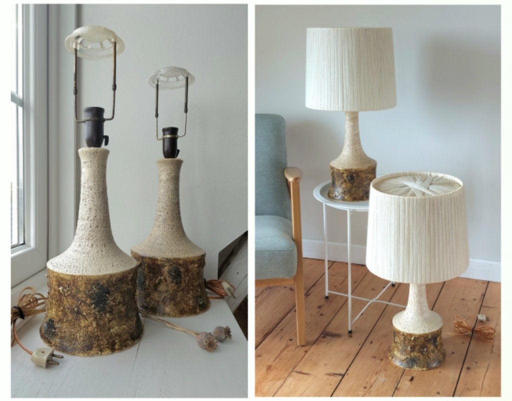 Unieke set Bartholdy lampen- Deens vintage design - h 65 cm., Scandinavisch, Overige merken, Keramiek, Handgemaakt