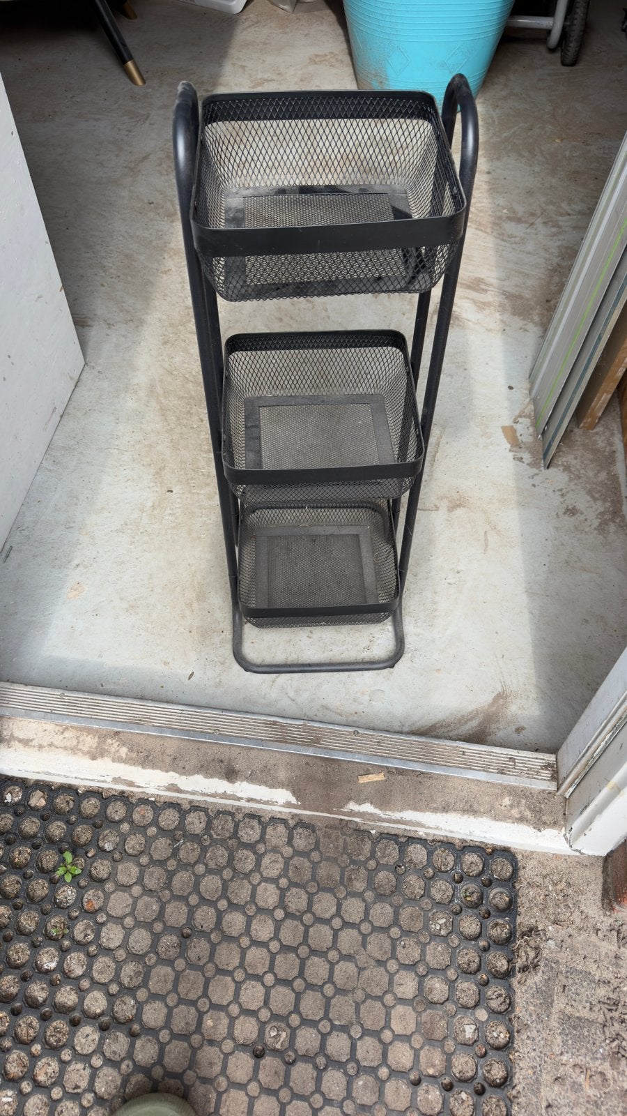 Zwart metalen rekje met 3 manden, Ophalen of Verzenden, Gebruikt