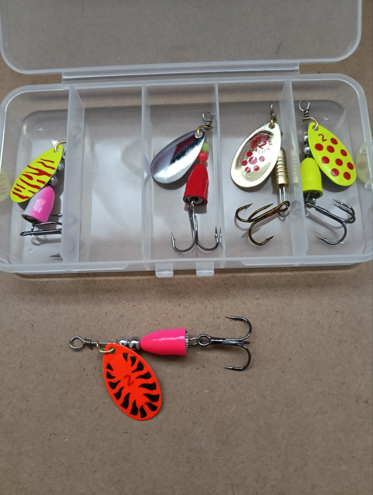 5 Spinners Diverse Kleuren voor Forel Snoek Baars, Ophalen of Verzenden, Nieuw, Overige typen