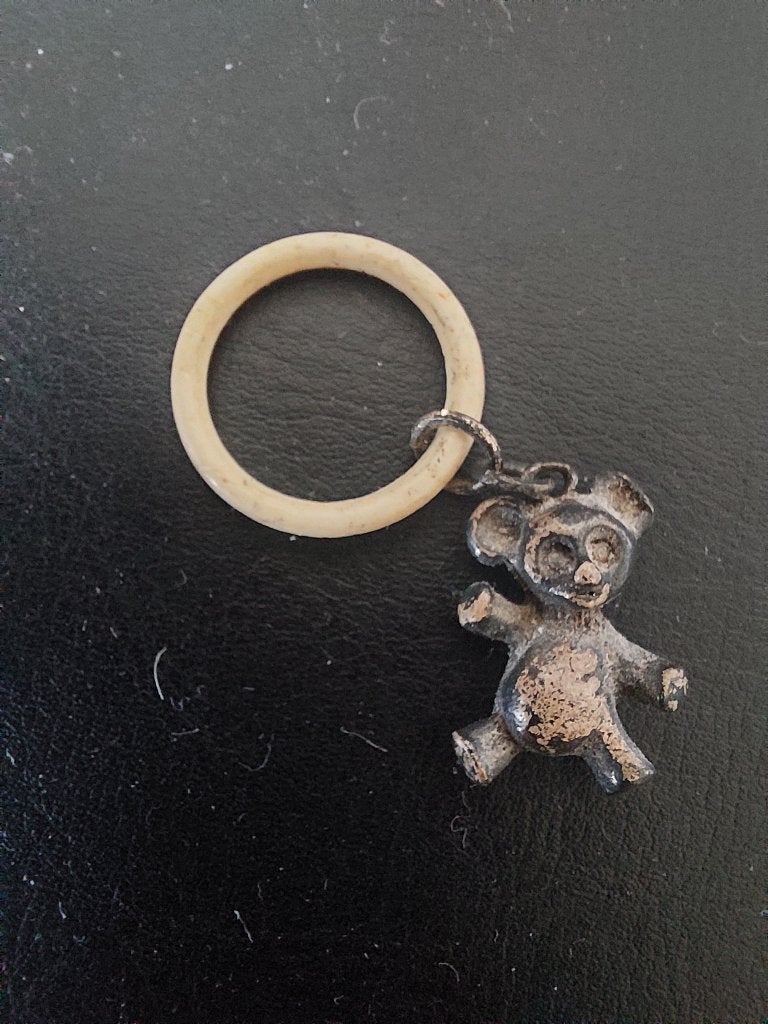Vintage verzilverde rammelaar in de vorm van een beertje, Antiek en Kunst, Ophalen of Verzenden