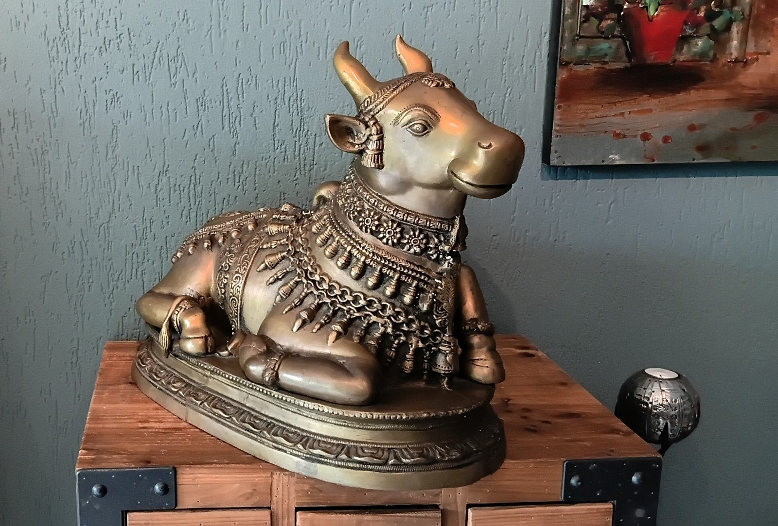 Vintage Nandi Heilige Koe Decoratie Messing, Ophalen of Verzenden