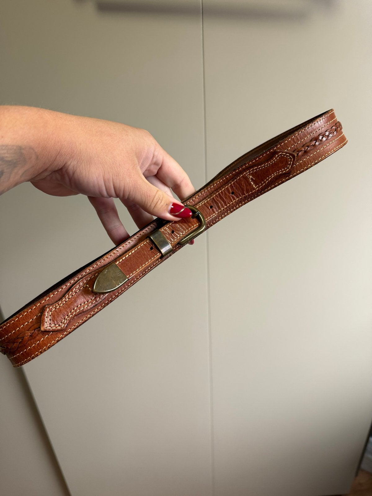Leren riem van Laurel - vintage western stijl - 40 cm, 80 tot 90 cm, Echt leder, Heupriem, Ophalen of Verzenden