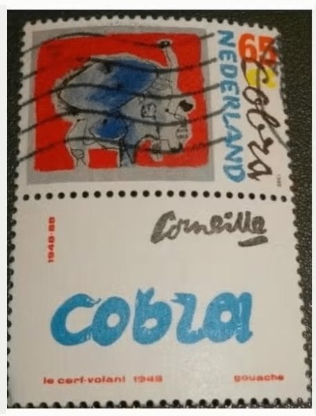 COBRA -1409 - 1988 - Gouache 'Le Cerf-Volant' - tab, Verzenden, Na 1940, Gestempeld