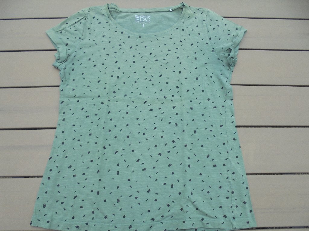 N36 Groen zwart shirt EDC maat S, Ophalen of Verzenden, EDC by Esprit, Korte mouw, Maat 36 (S)