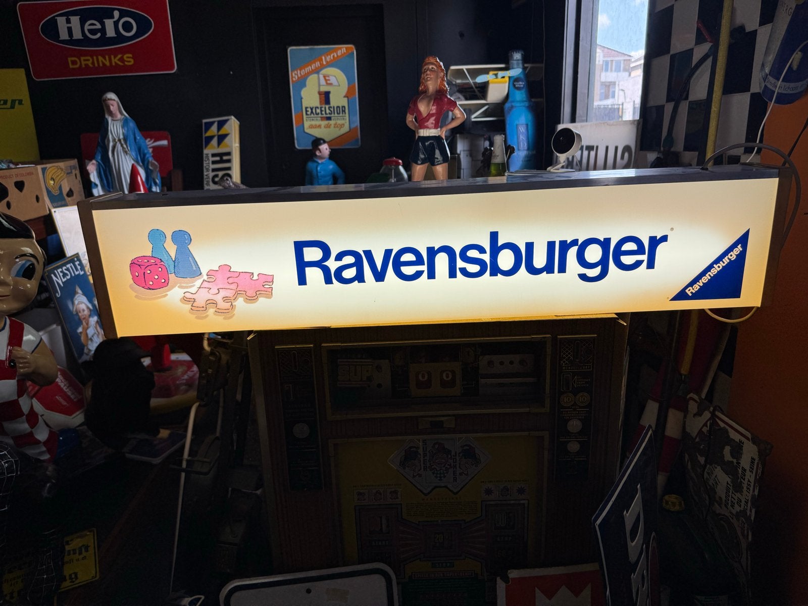 Vintage Ravensburger Lichtbak Reclamebord, Ophalen, Gebruikt, ., Lichtbak of (neon) lamp