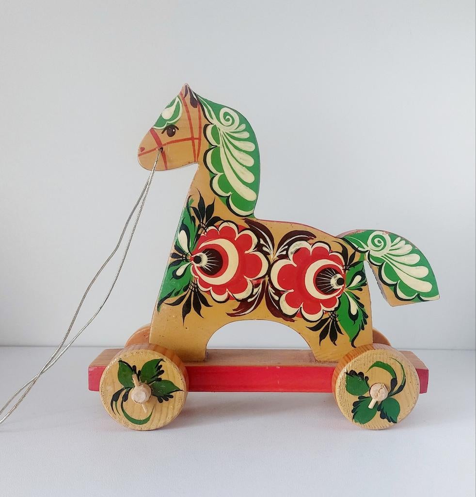 Houten handbeschilderd paardje, Antiek en Kunst, Ophalen of Verzenden