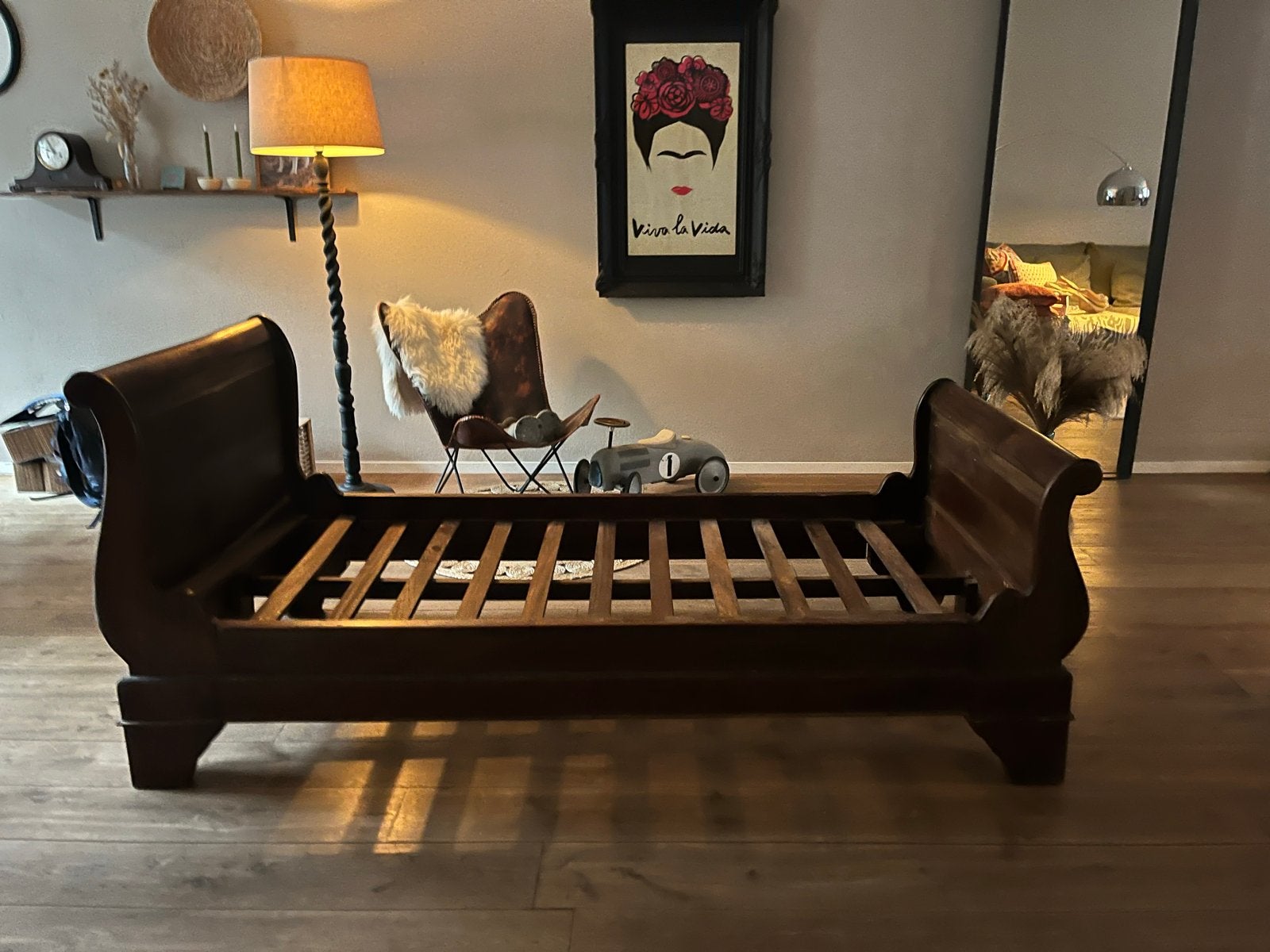 Klassiek Vintage Frans Sleebed Mahoniehout (90x200 cm), Ophalen