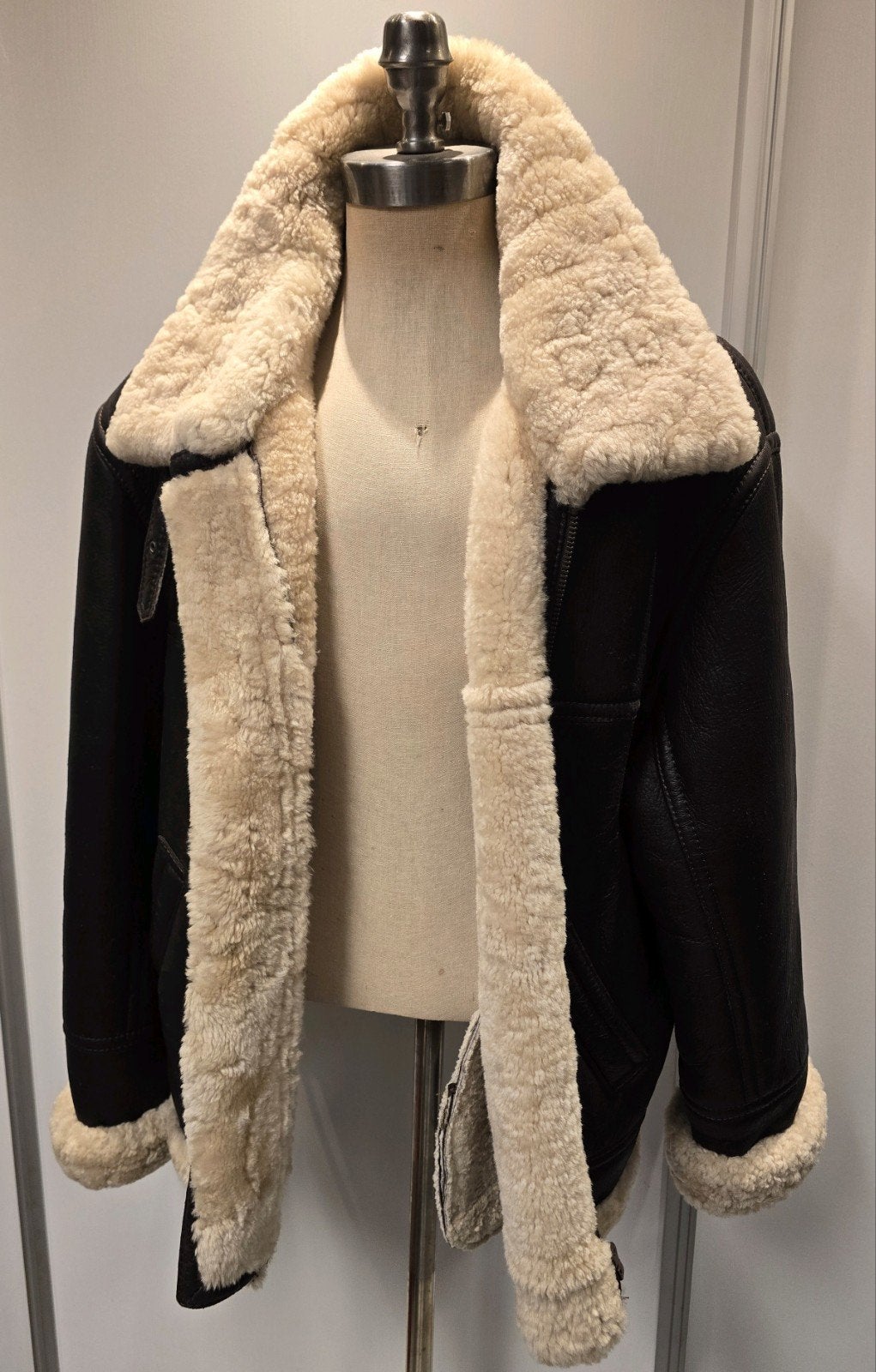 Heren lammy coat pilotenjas - maat XXL - lamsleer en vacht, Ophalen of Verzenden, Zo goed als nieuw, Overige maten, Bruin