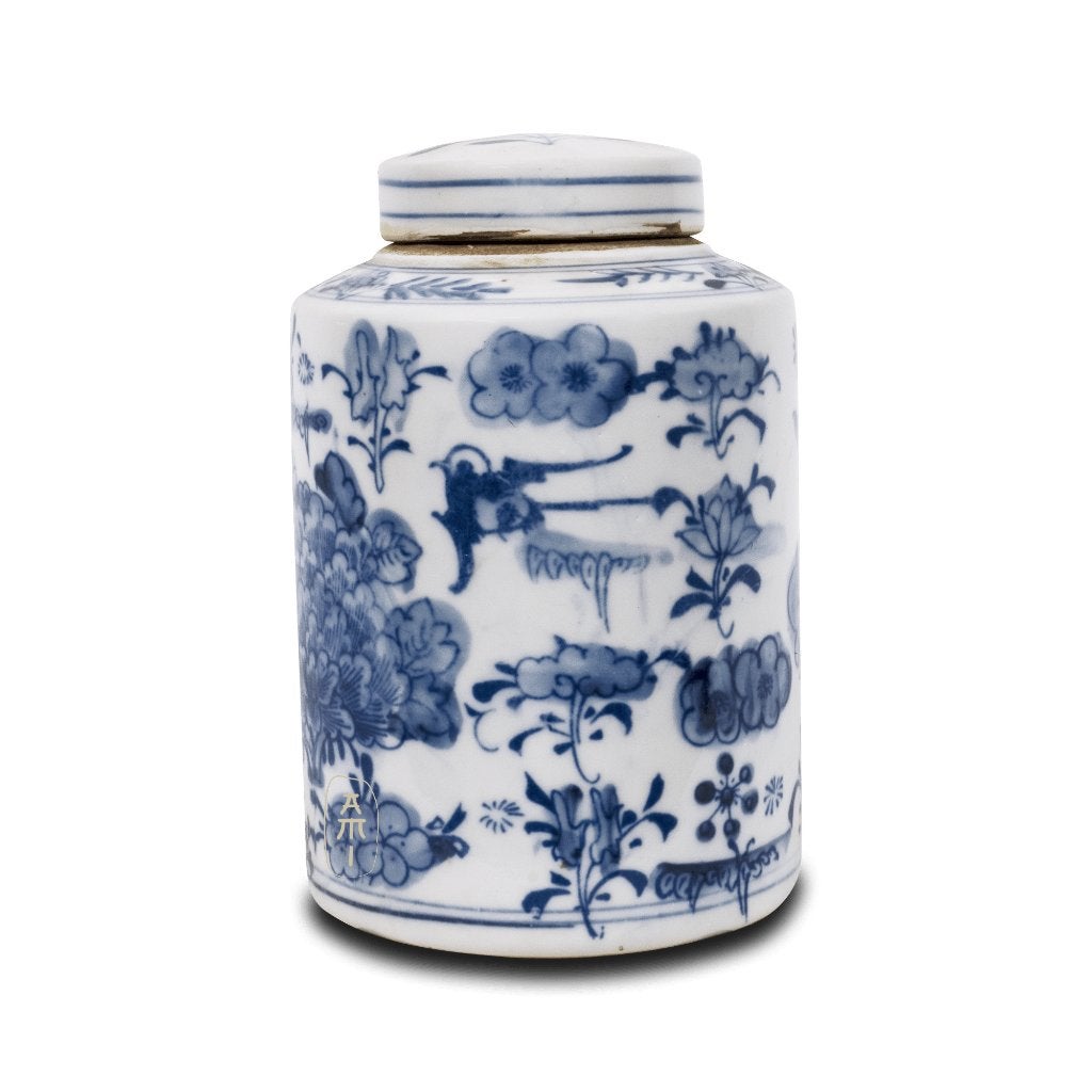 Kleine Chinese gemberpot met lotusbloemen, Antiek en Kunst, Curiosa en Brocante, Ophalen of Verzenden