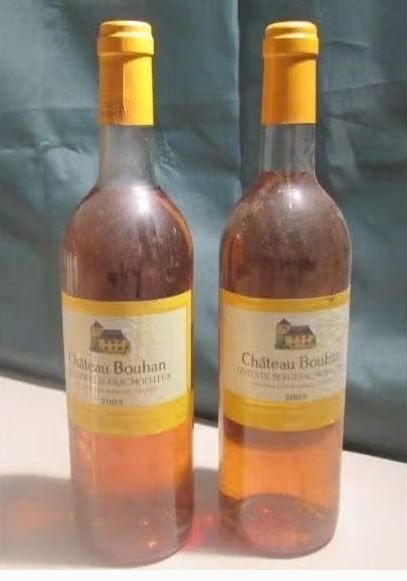 2x Chateau Bouhan - Cotes de Bergerac Moelleux - 2003, Verzamelen, Wijnen, Frankrijk, Ophalen of Verzenden, Vol, Witte wijn