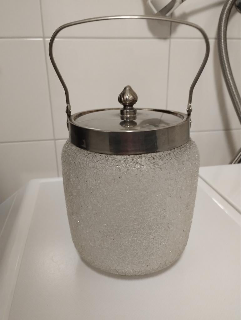 Antiek Friese crack glazen koekjes pot met deksel, Ophalen of Verzenden