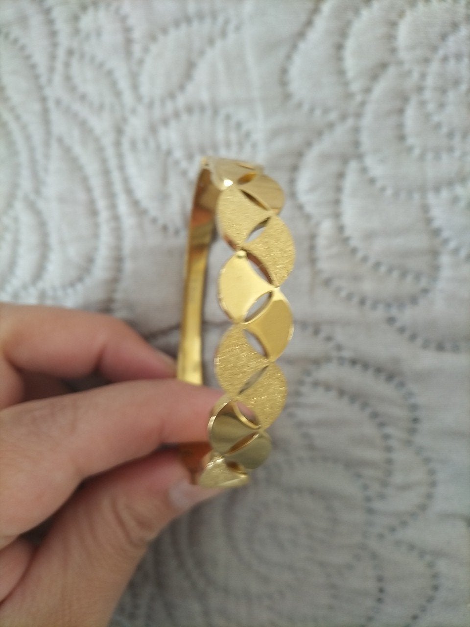Gouden stainless steel Armband met Uniek Patroon, Ophalen of Verzenden, Nieuw, Goud, Goud
