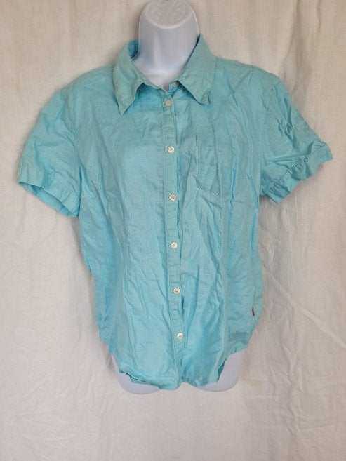 Leuke lichtblauwe 100% linnen blouse mt L merk Jackpot, Blauw, ., Maat 42/44 (L), Ophalen of Verzenden