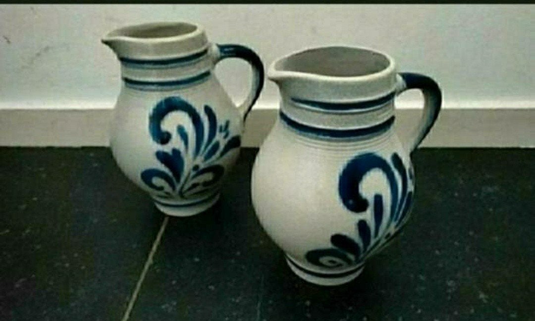 Keulse Potten,grijs,blauw,handvat,schenkkan,422-18,Duitsland, Ophalen of Verzenden, Zo goed als nieuw, Overige materialen, Pot, Bus of Blik