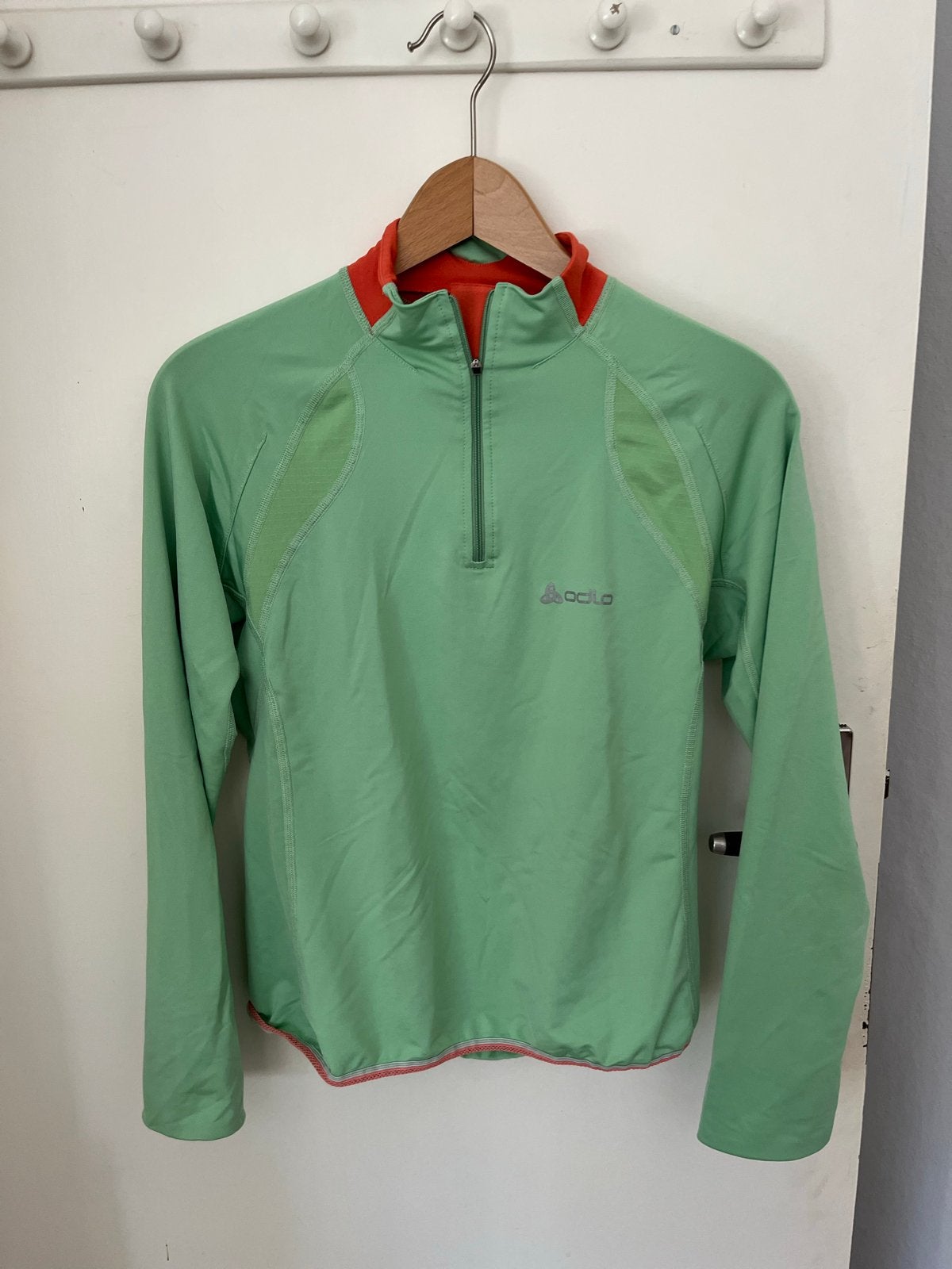 Odlo Dames Hardloopshirt - Groen/Oranje, Zo goed als nieuw, Hardlopen of Fietsen, Groen, Ophalen