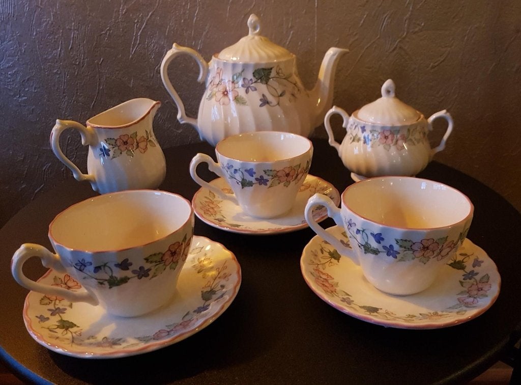 Myott Meakin Spring Fields Jenny Rhodes theeservies theepot, Ophalen, Vintage, Nieuw, Kop(pen) en/of Schotel(s)