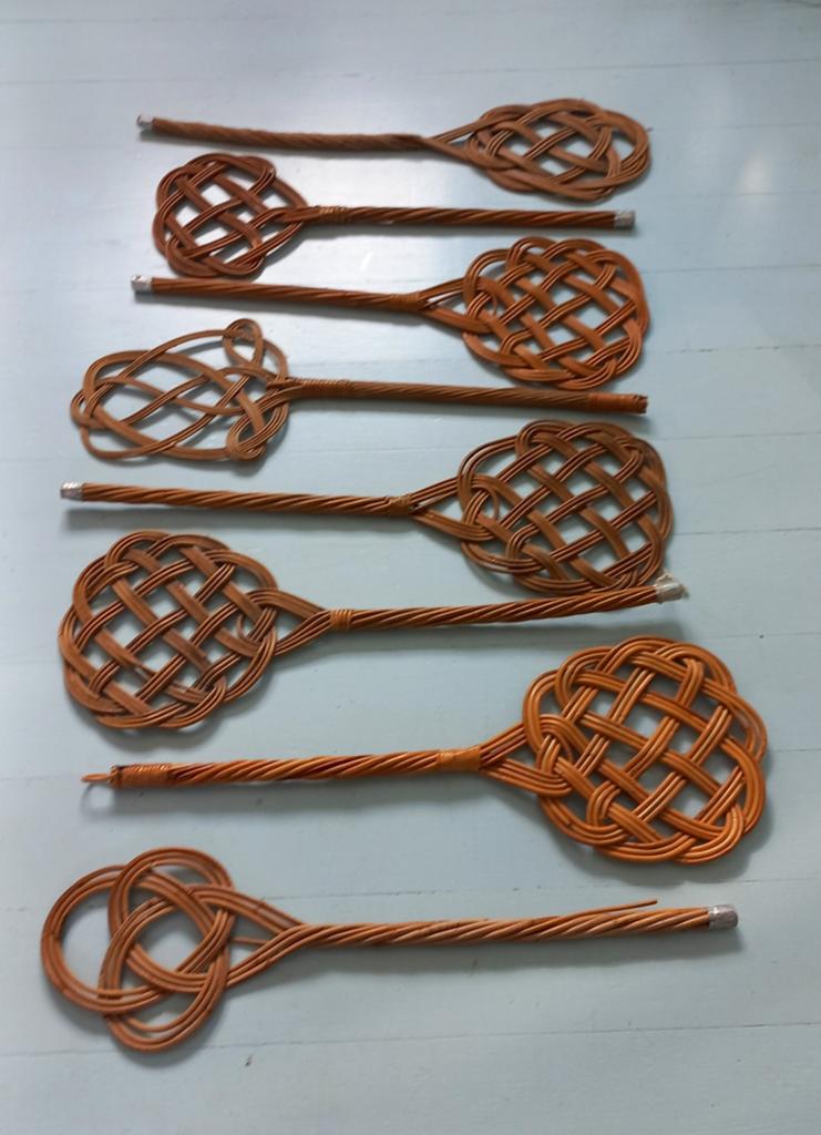 Set van 8 Vintage Rotan Mattenkloppers, Ophalen of Verzenden
