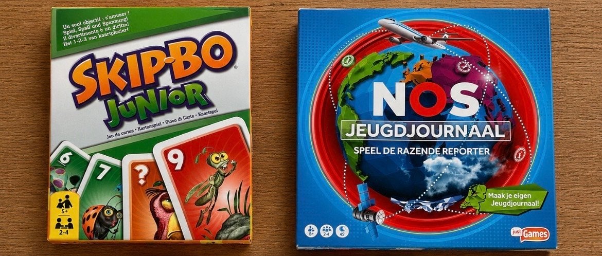 Skip-Bo Junior & NOS Jeugdjournaal Spel (2 spellen), Ophalen of Verzenden, Zo goed als nieuw