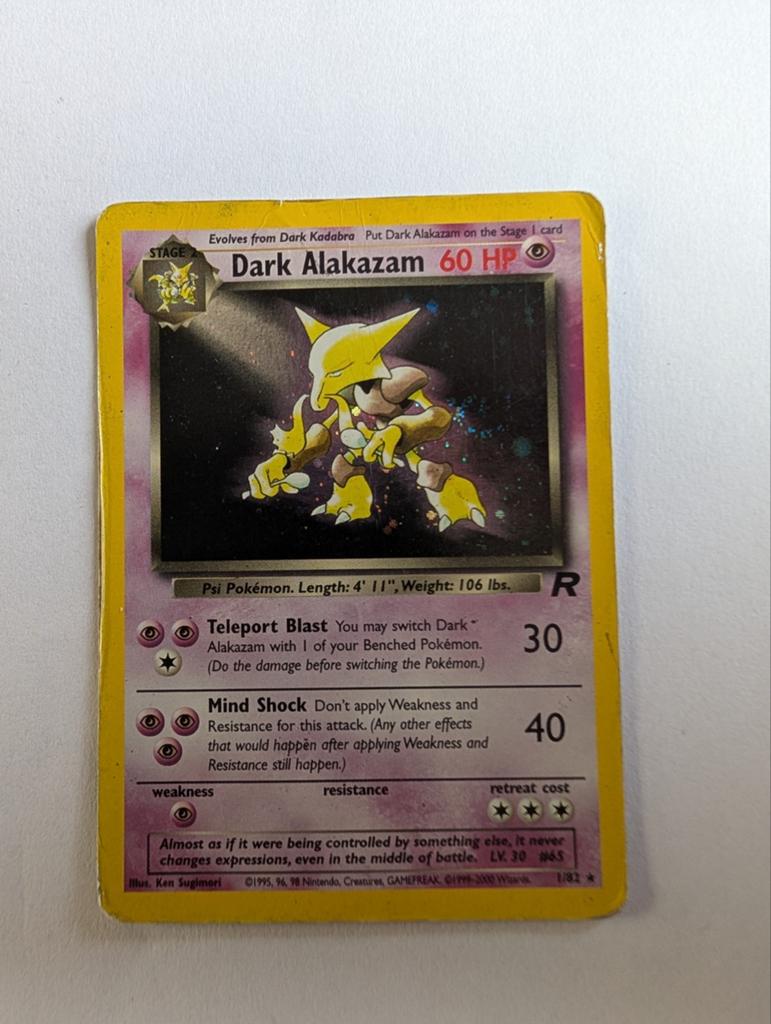Pokemon Dark Alakazam (TR 1)Team Rocket, Ophalen of Verzenden, Gebruikt, Losse kaart, Foil