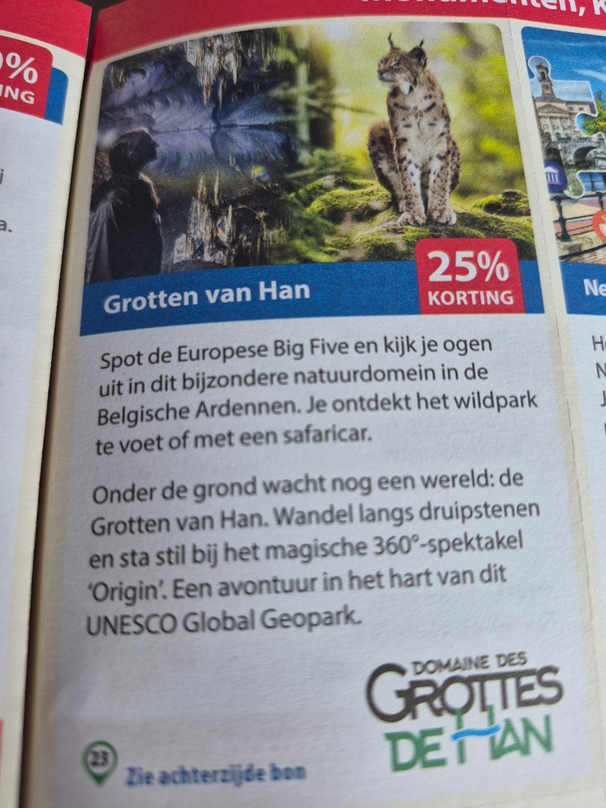 Grotten van han 25% korting, Eén persoon, Kortingskaart