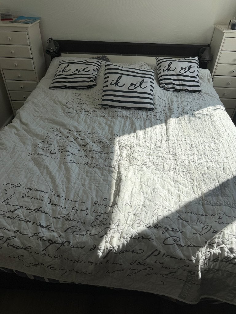 Bed, Ophalen, Gebruikt, Wit, Tweepersoons