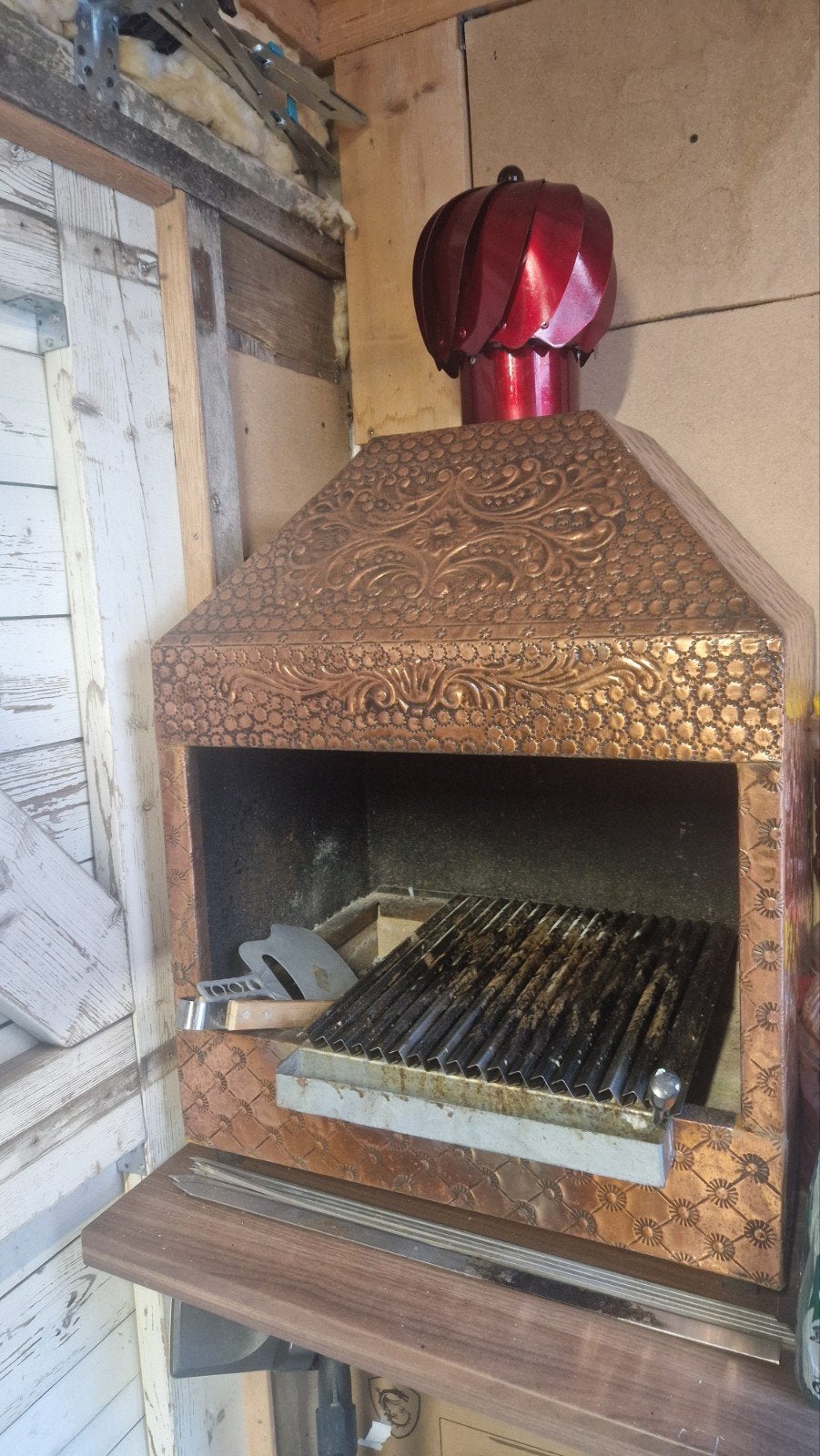 Koperen BBQ / Buitenhaard met sierlijke details, Ophalen, Gebruikt, Onbekend